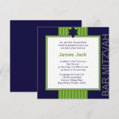 Star von David Bar Mitzvah - grünes und blaues Ban Einladung (Vorne/Hinten)