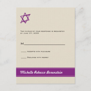 Star von David Bat Mitzvah Response Card RSVP Karte