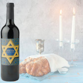 Star von David Blue Gold Hebrew Shabbat Shalom Weinetikett