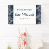 Star von David Blue Gray Bar Mitzvah Mazel Tov Banner (Insitu)
