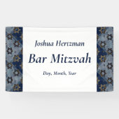 Star von David Blue Gray Bar Mitzvah Mazel Tov Banner (Horizontal)