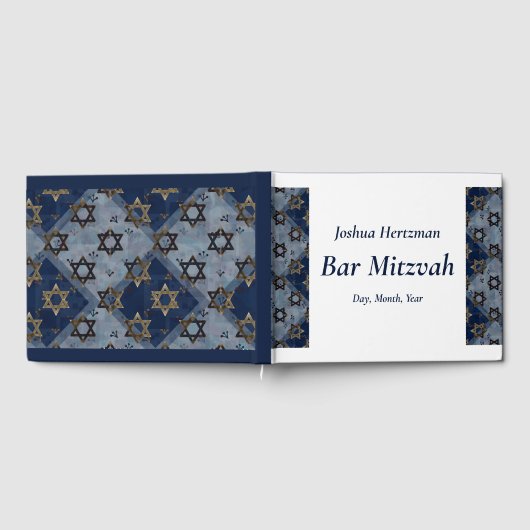 Star von David Blue Gray Bar Mitzvah Mazel Tov Gästebuch (Voll)