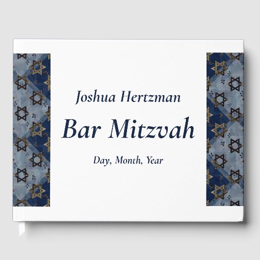 Star von David Blue Gray Bar Mitzvah Mazel Tov Gästebuch (Vorderseite)