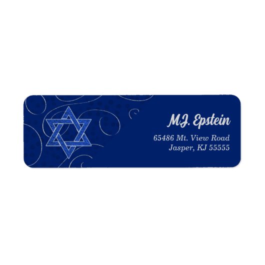 Star von David Blue Swirl mit Name Address (Vorne)