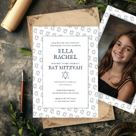 Star von David B'nai Bat Bar Mitzvah Custom Foto Einladung