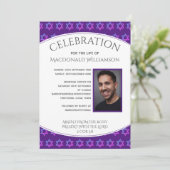 Star von David CELEBRATION OF LIFE Foto Beerdigung Einladung (Stehend Vorderseite)