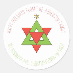 Star von David Christmas Tree Runder Aufkleber