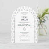 Star von David Custom B'nai Bat Bar Mitzvah Arched Einladung (Stehend Vorderseite)