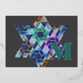 Star von David Damask Danke, dass Sie die Monogram Folieneinladung (Vorderseite)