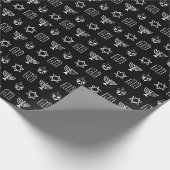 Star von David Dreidel Menorah Torah schwarz Hanuk Geschenkpapier (Ecke)