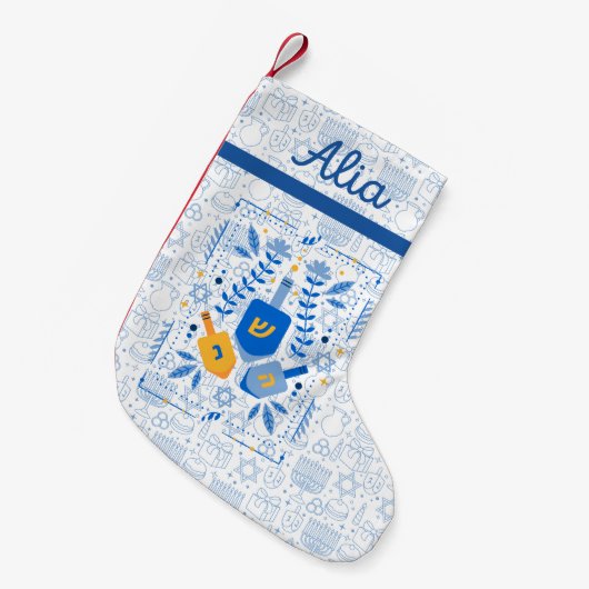 Star von David Elegance Hanukkah Chanukkah Blue Kleiner Weihnachtsstrumpf (Vorderansicht (hängend))