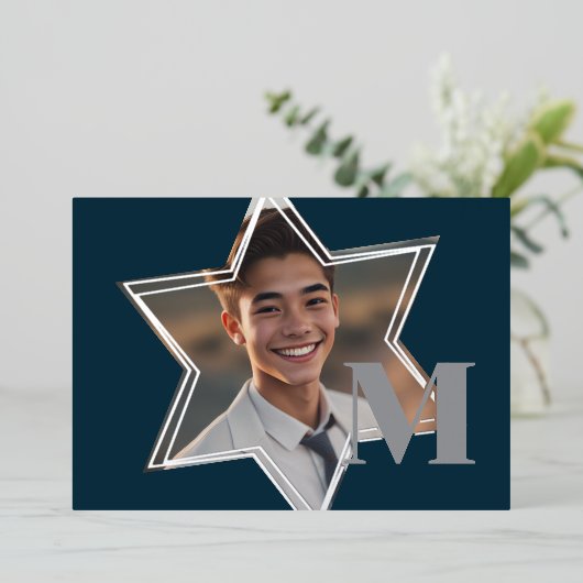 Star von David Foto Frame Danke Monogram Folieneinladung (Stehend vorne)