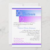 Star von David Gradient Blue Lila Mitzvah Einladung (Vorderseite)