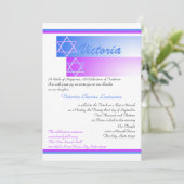 Star von David Gradient Blue Lila Mitzvah Einladung (Stehend Vorderseite)