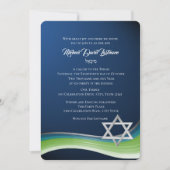 Star von David Green und Blue Gradient Bar Mitzvah Einladung (Vorderseite)