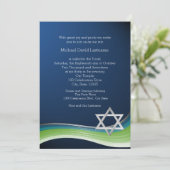 Star von David Green und Blue Gradient Bar Mitzvah Einladung (Stehend Vorderseite)