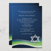 Star von David Green und Blue Gradient Bar Mitzvah Einladung (Vorne/Hinten)