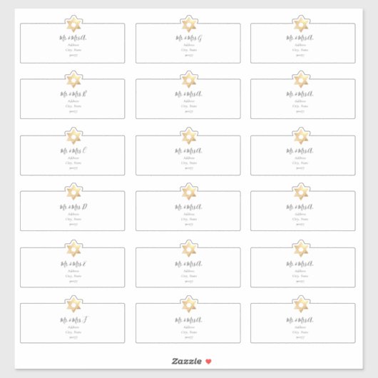 Star von David Guest Address Labels (Blatt)