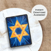 Star von David Hanukkah Blue Watercolor Feiertagskarte