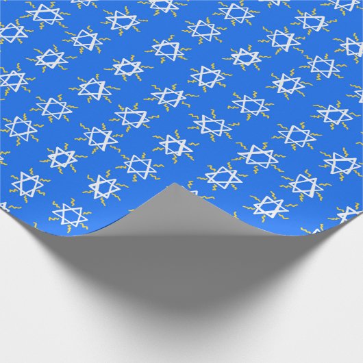 Star von David Hanukkah Pattern Blaues weißes Gesc Geschenkpapier (Ecke)