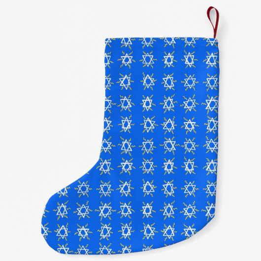 Star von David Hanukkah Pattern Blue CUSTOMIZE IT Kleiner Weihnachtsstrumpf (Rückseite)