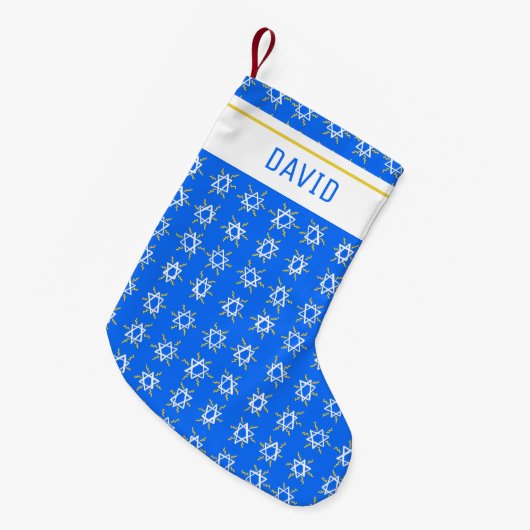 Star von David Hanukkah Pattern Blue CUSTOMIZE IT Kleiner Weihnachtsstrumpf (Vorderansicht (hängend))