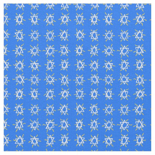 Star von David Hanukkah Pattern Blue White Stoff (Nahaufnahme)