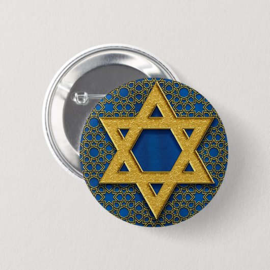 Star von David, Hanukkah Pattern Weihnachtsgeschen Button (Vorne & Hinten)