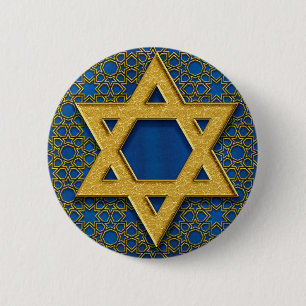 Star von David, Hanukkah Pattern Weihnachtsgeschen Button