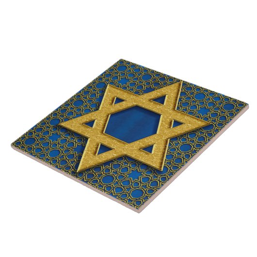 Star von David, Hanukkah Pattern Weihnachtsgeschen Fliese (Seite)