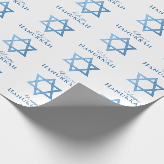 Star von David Happy Hanukkah Seamless Muster Geschenkpapier (Ecke)