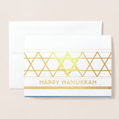 Star von David Happy Hanukkah Techelet Blue Modern Folienkarte (Vorderseite mit Umschlag)