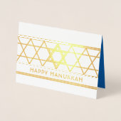 Star von David Happy Hanukkah Techelet Blue Modern Folienkarte (Vorderseite)