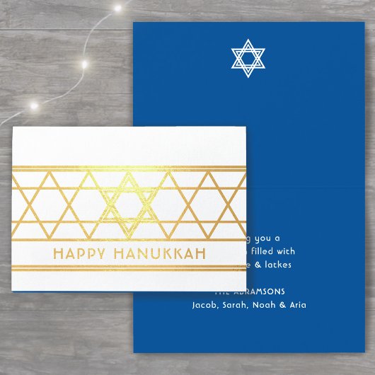 Star von David Happy Hanukkah Techelet Blue Modern Folienkarte