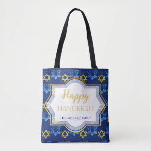 Star von David Happy Hanukkah Watercolor Tasche