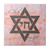 Star von David Hebrew Chai Marble Stone Effect Fliese (Vorderseite)