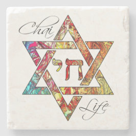 Star von David Hebrew Chai Moderne Abstrakte Kunst Steinuntersetzer