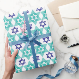 Star von David in Blues Wrapping Paper Geschenkpapier