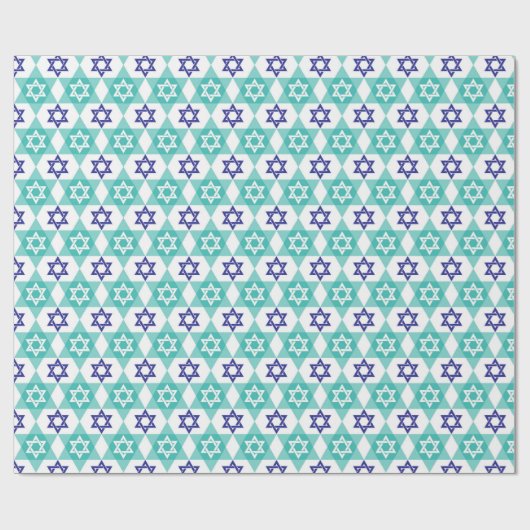 Star von David in Blues Wrapping Paper Geschenkpapier (Flach)