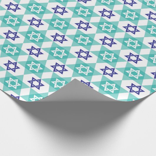 Star von David in Blues Wrapping Paper Geschenkpapier (Ecke)