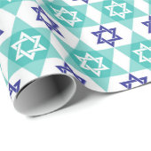 Star von David in Blues Wrapping Paper Geschenkpapier (Rolleneckpunkt)