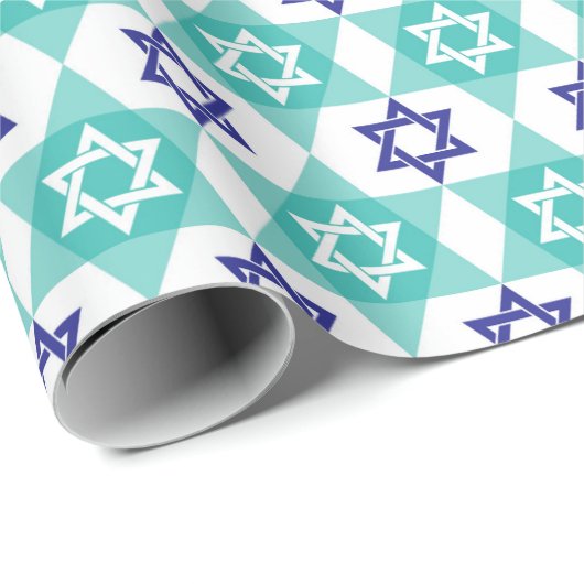 Star von David in Blues Wrapping Paper Geschenkpapier (Rolleneckpunkt)
