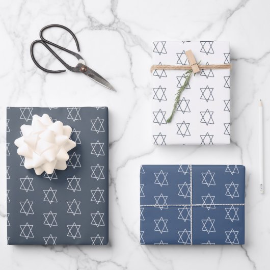 Star von David Jewish Bar Mitzvah Hanukkah Simple Geschenkpapier Set (Vorderseite)