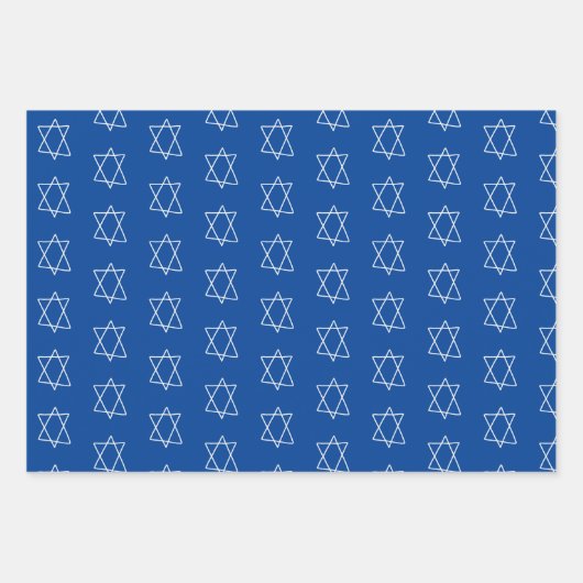 Star von David Jewish Bar Mitzvah Hanukkah Simple Geschenkpapier Set (Vorderseite 3)