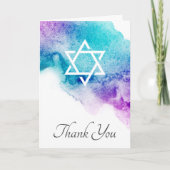Star von David lila Aquarell Beileid vielen Dank Karte (Vorderseite)