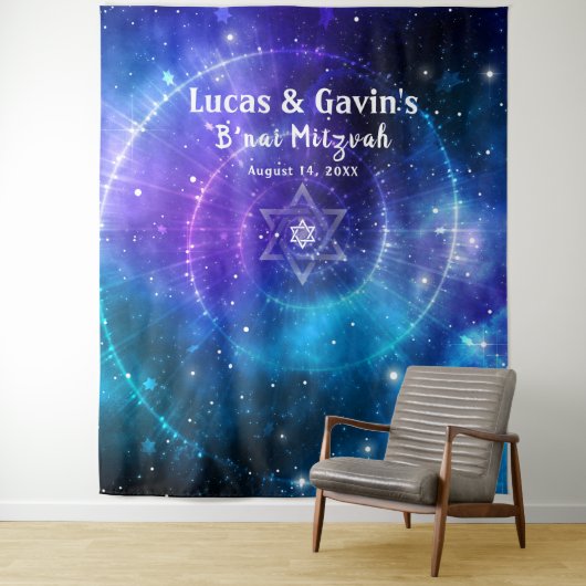 Star von David Lila Blue Galaxy Foto Hintergrund Wandteppich (Beispiel)