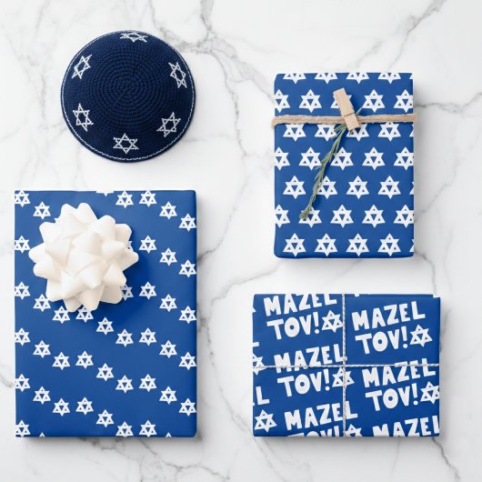 Star von David Mazel Tov Bar Bat Mitzvah Hanukkah Geschenkpapier Set