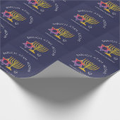 Star von David Menorah Dreidel Blessing | Chanukah Geschenkpapier (Ecke)