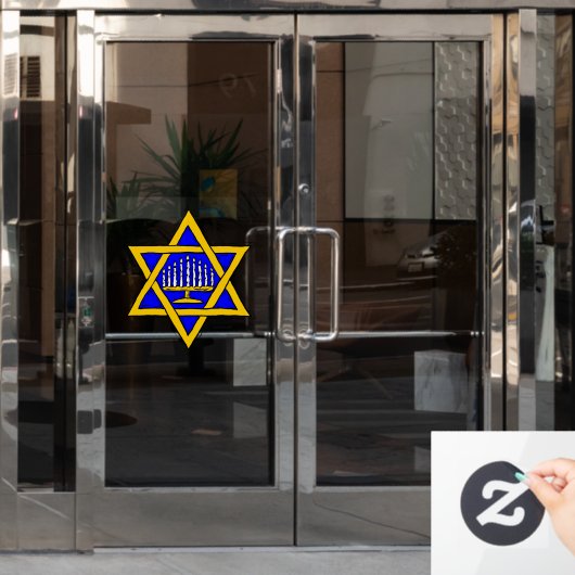 Star von David & Menorah Fensteraufkleber (Büro Tür)