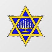 Star von David & Menorah Fensteraufkleber (Blatt)